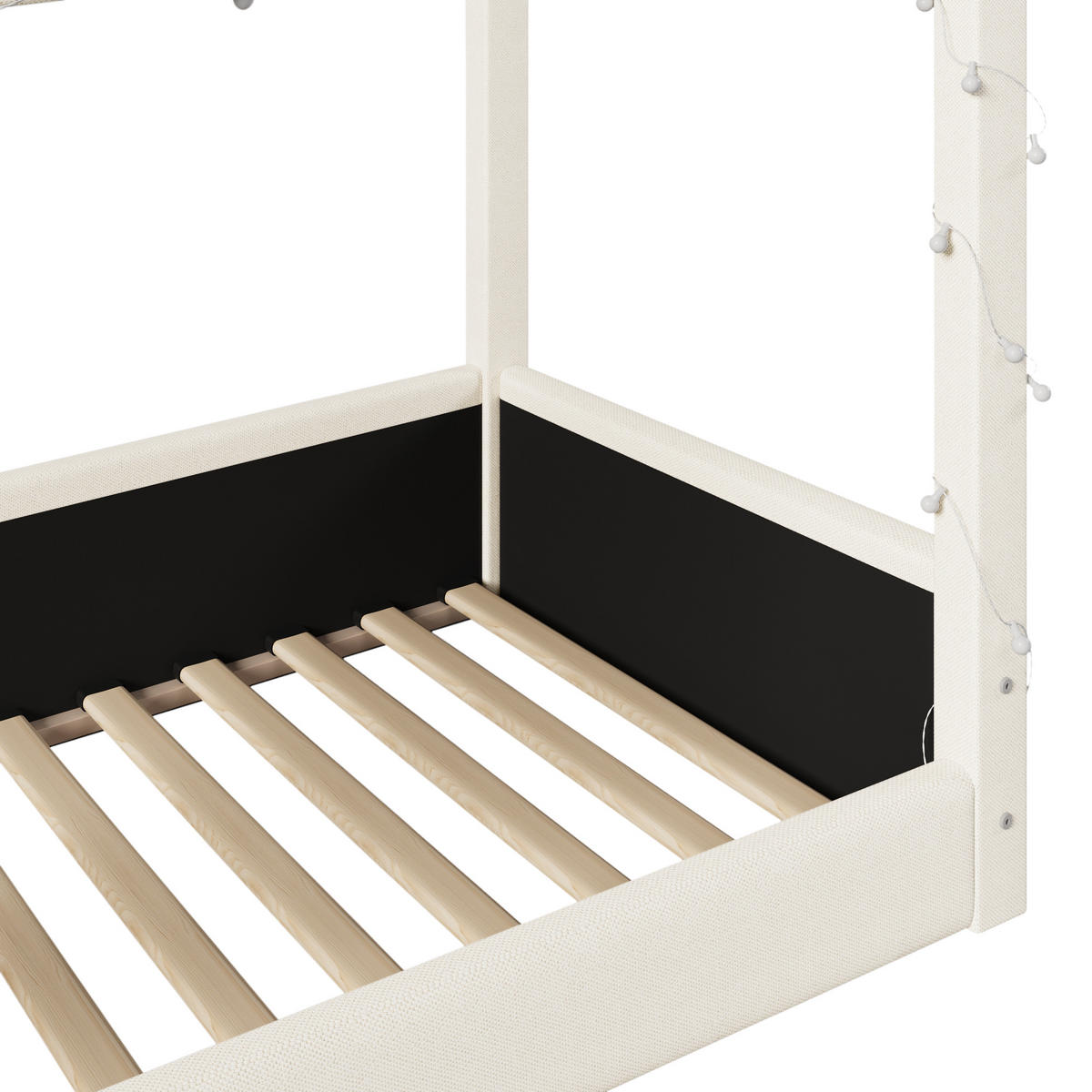 HAUSBETT 90/200 cm DE-03358, mit LED-Lichtleisten, in Beige - Beige, Holzwerkstoff (90/200cm) - ComfortXL