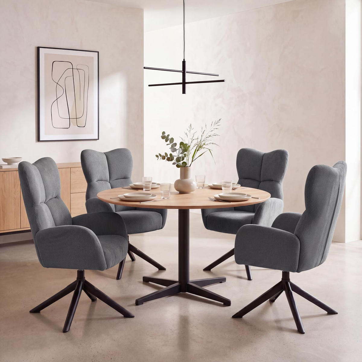 ESSZIMMERSTUHL Dunkelgrau 2er-Set - Dunkelgrau, Textil (72/106/71cm) - MCW