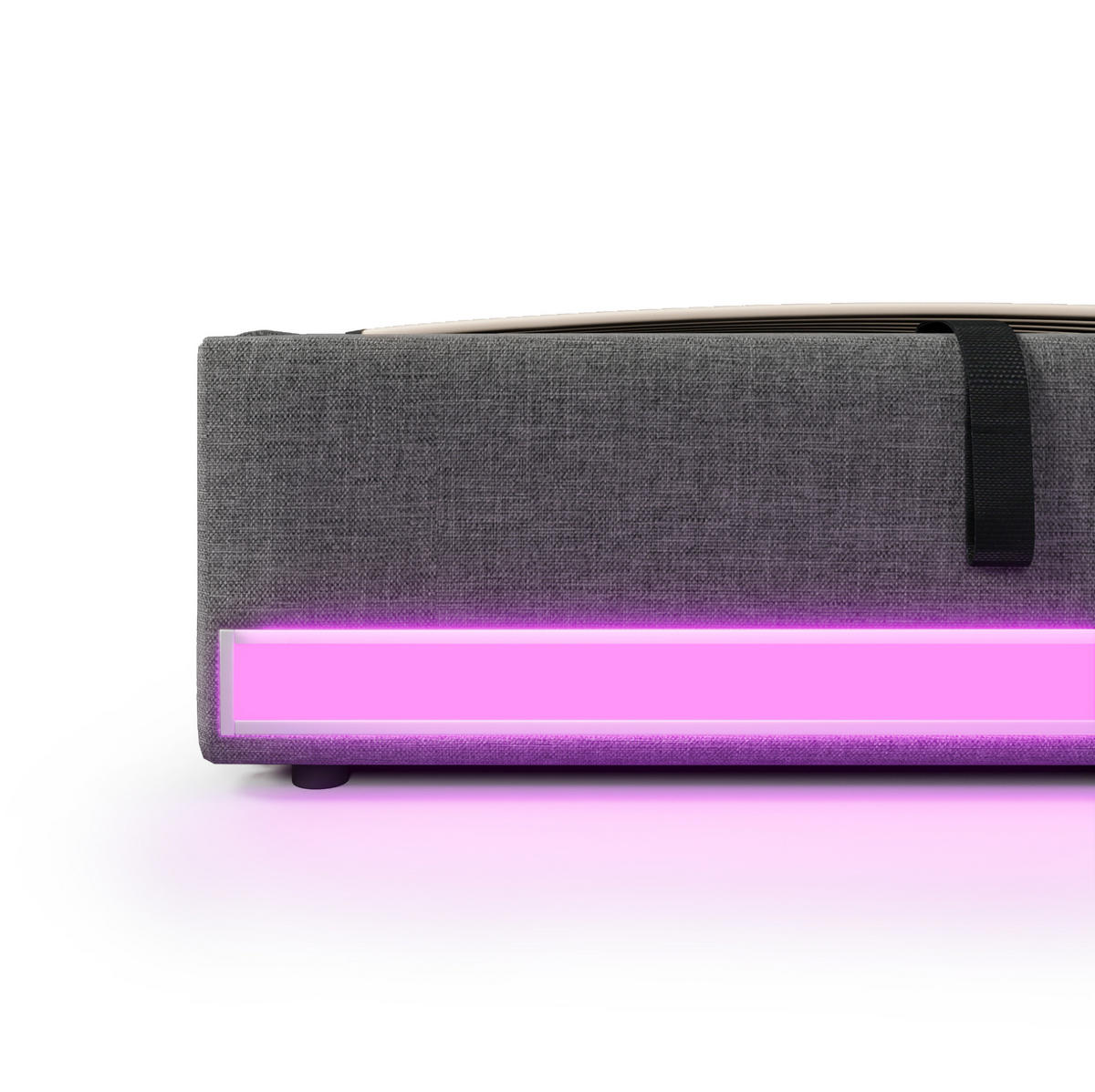 POLSTERBETT 90/200 cm Grau aus Leinen mit LED-Leiste - Grau, Textil (90/200cm) - OKMYHOME
