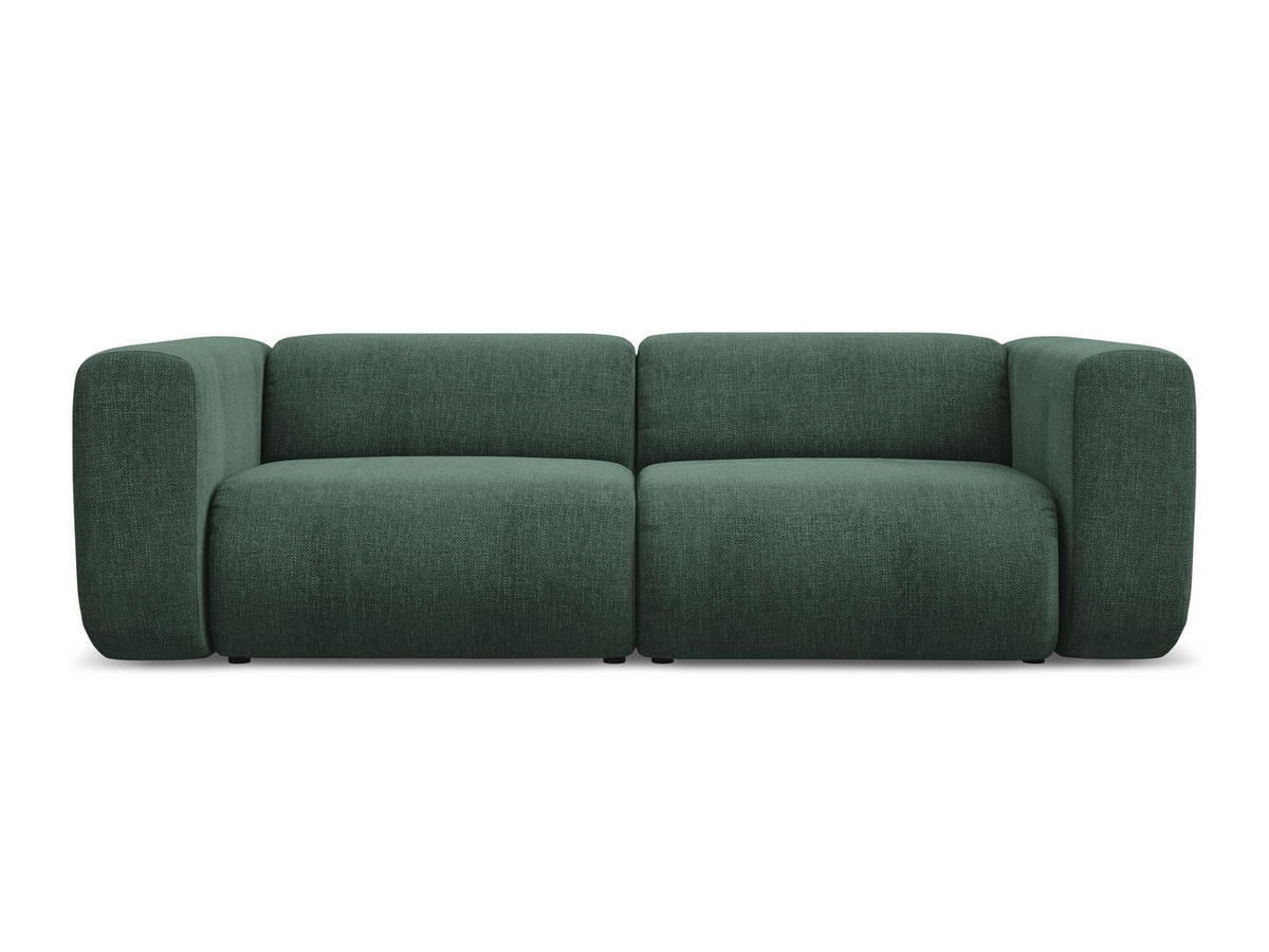 3-SITZER SOFA Chenille Stoff Grün - Schwarz/Grün, Kunststoff/Textil (228/70/89cm) - Makamii