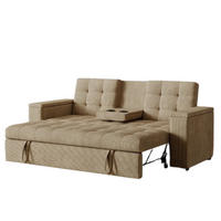 SCHLAFSOFA noho beige 3-sitzer cord - Beige, Holz (208/84/102cm) - Concept Usine
