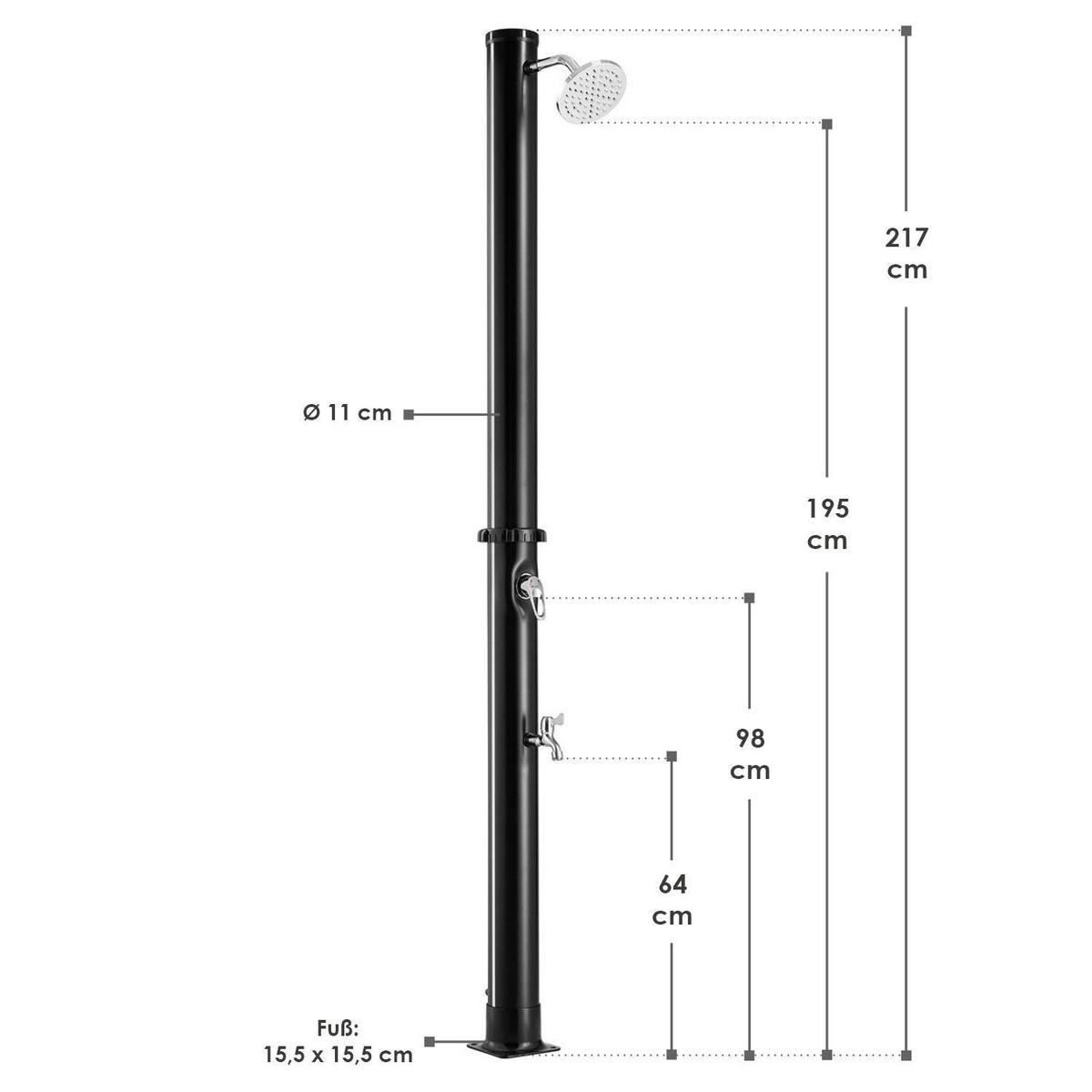 SOLARDUSCHE Victoria 20 Liter - Schwarz, Kunststoff (15.5/220/217cm) - Juskys