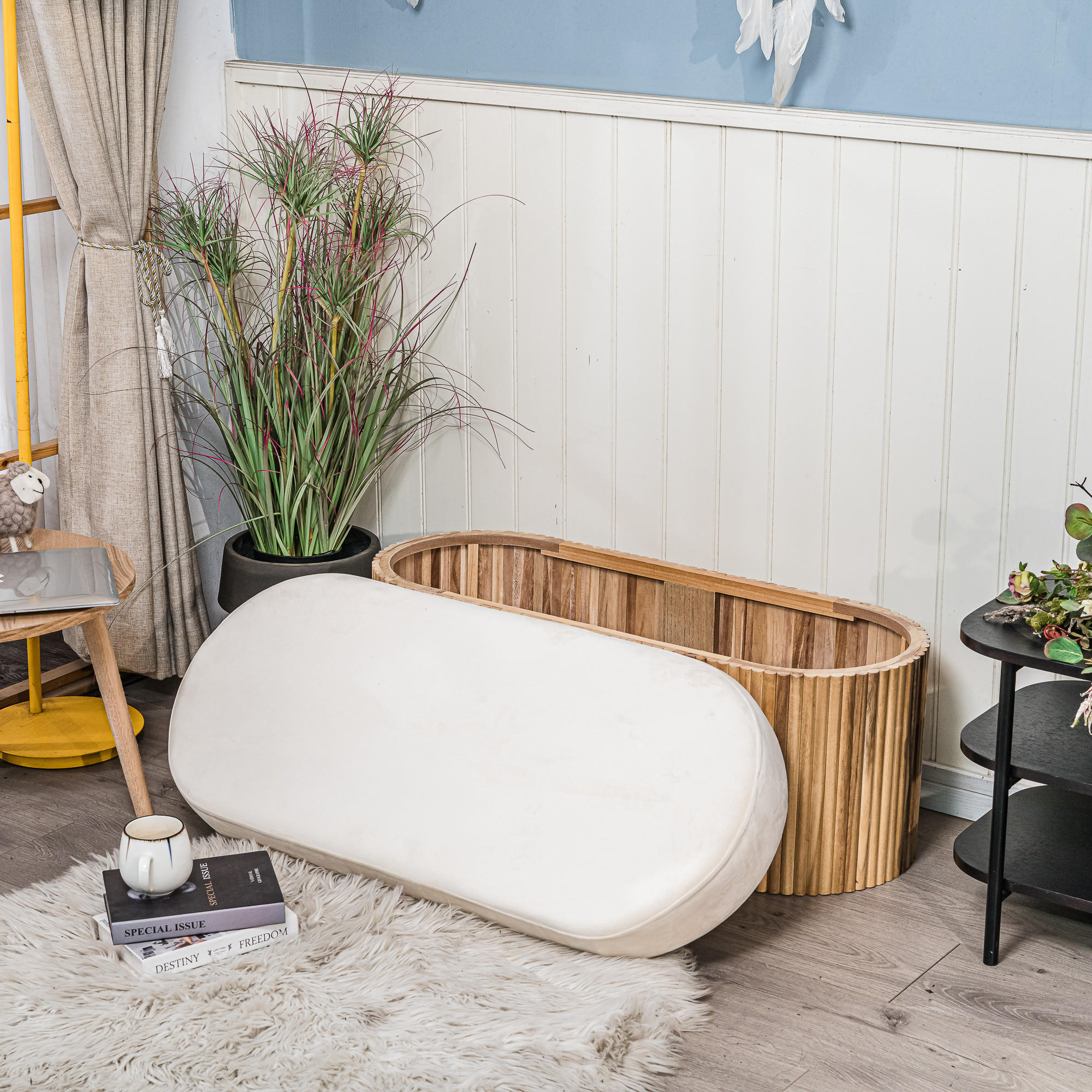 Thumbnail - Nordlys Truhenbank, Beige, Textil, 89x43x40 cm, Esszimmer, Bänke, Sitzbänke