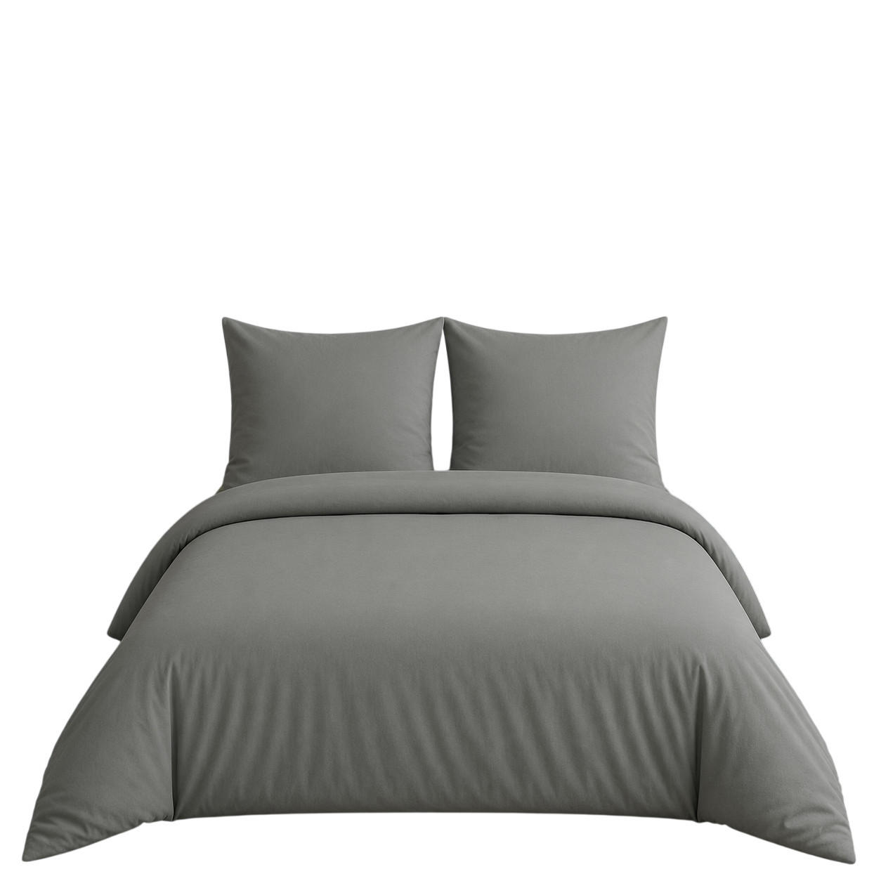 BETTWÄSCHE 3-teilig 200/200 cm UNI GRAU - Grau, Textil (200/200cm) - ROLFNERS