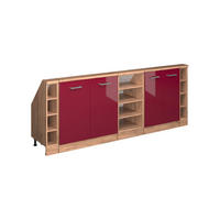 DACHSCHRÄGENSCHRANK-SET Rion Rot Hochglanz/Goldkraft Eiche 5er Set - Honigeiche/Rot, Holzwerkstoff (215/81.6/46cm) - Vicco