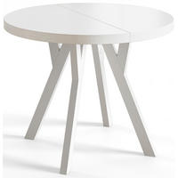 ESSZIMMERTISCH OVO, ausziehbarer Tisch 100 cm bis 200 cm, Farbe: Weiß, mit Holzbeinen in Farbe Weiß - Weiß, Holzwerkstoff (100/100/77cm) - Alpi-Möbel