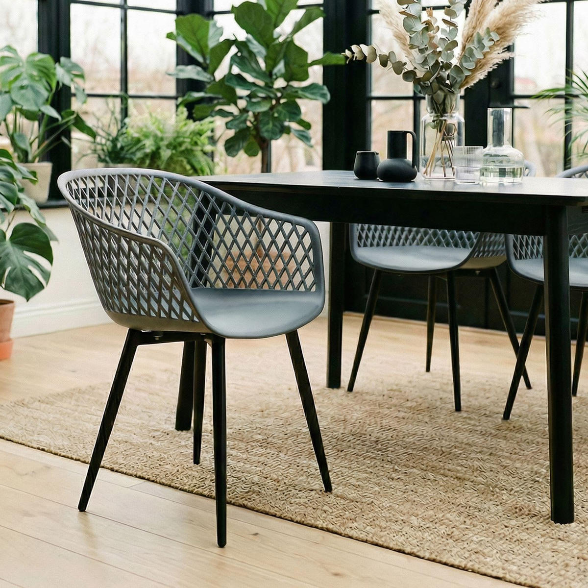 GARTENSTUHL MEDEIRA 4er-Set anthrazit - Anthrazit, Textil (61/80/57cm) - IDIMEX