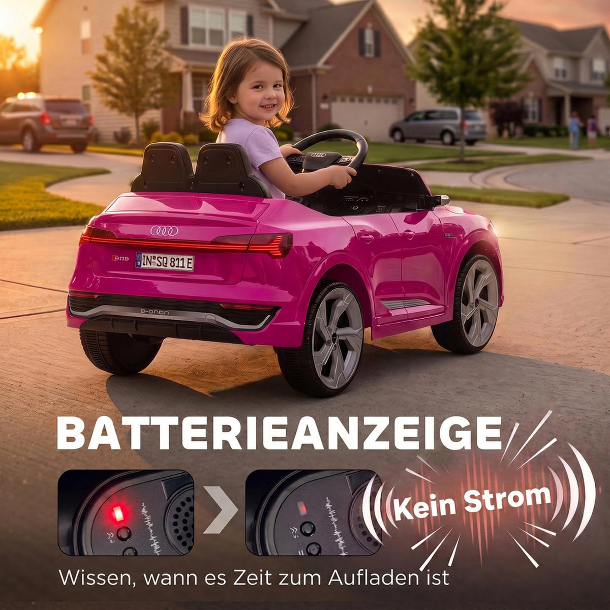 KINDER-ELEKTROAUTO Kunststoff Stahl Rosa - Rosa, Kunststoff (98/49.5/43cm) - AIYAPLAY