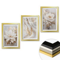 WANDBILDER 3er Set - 20x30 cm Goldrahmen - Abstrakte Blumen aus Marmor - Goldfarben, Kunststoff (20/30cm) - ArtPrintCave