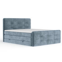 BOXSPRINGBETT Semplice Blau Grau 140/200 cm - Blaugrau/Schwarz, Holz/Holzwerkstoff (140/200cm) - Maison de Reve