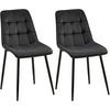 STUHL 2er Set Samt Schwarz - Schwarz, Textil/Metall (47/89/61cm) - CLP