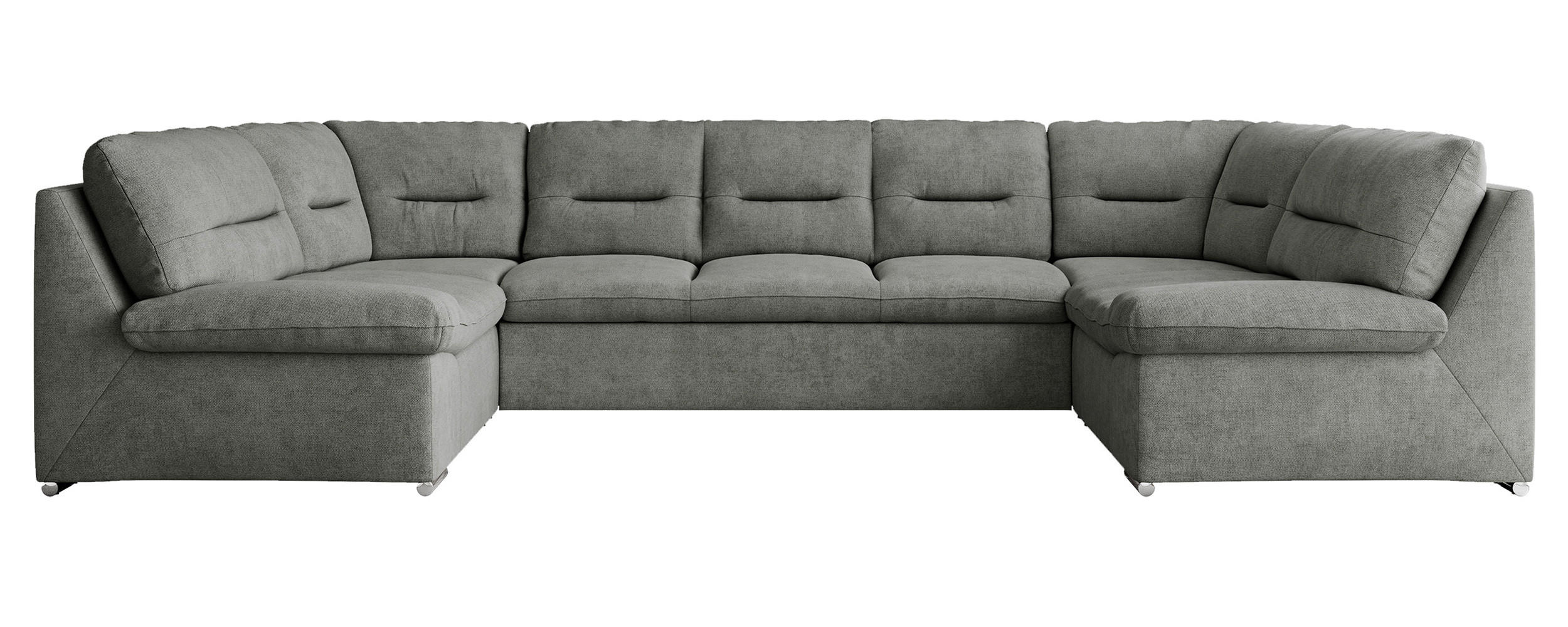 WOHNLANDSCHAFT MORBIDO U Grau Struktur - Silberfarben/Grau, Textil/Metall (340/93/206cm) - MKS