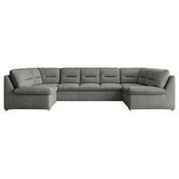 WOHNLANDSCHAFT COMODO U Grau Struktur - Silberfarben/Grau, Textil/Metall (340/93/206cm) - MKS