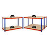WERKBANK Strong Beast 4er-Set mit 4x 90x150x60 cm Fachlast 500 kg Blau-Orange - Orange, Metall (600/90/60cm) - PROREGAL