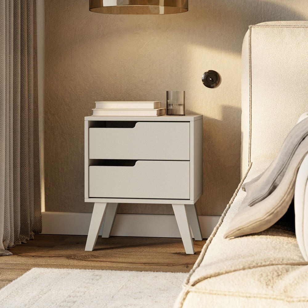 NACHTTISCH Norel mit 2 Schubladen, Links, Kaschmir - Kaschmir, Holz/Holzwerkstoff (45/55/35cm) - Beautysofa