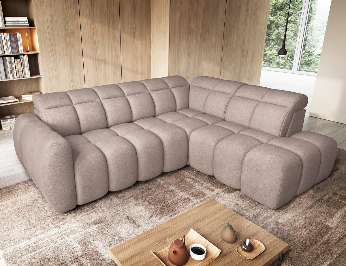 ECKSOFA Eagle R - Beige (Xillar 20) - Beige, Holzwerkstoff (258/208cm) - Möblo