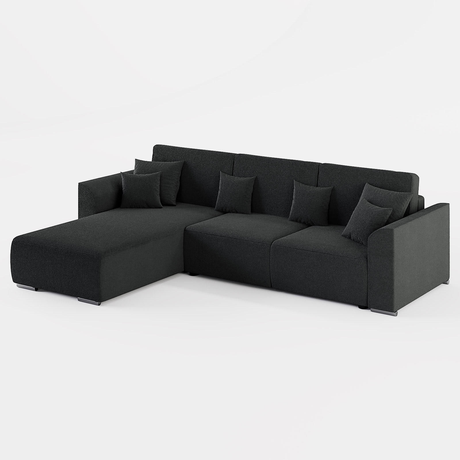 ECKSOFA LUMO L Links Dunkelgrau Flechtwerk-Stoff mit Schlaffunktion und Bettkasten - Dunkelgrau, Textil (293/195cm) - Barchello