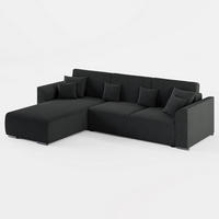 ECKSOFA LUMO L Links Dunkelgrau Flechtwerk-Stoff mit Schlaffunktion und Bettkasten - Dunkelgrau, Textil (293/195cm) - Barchello