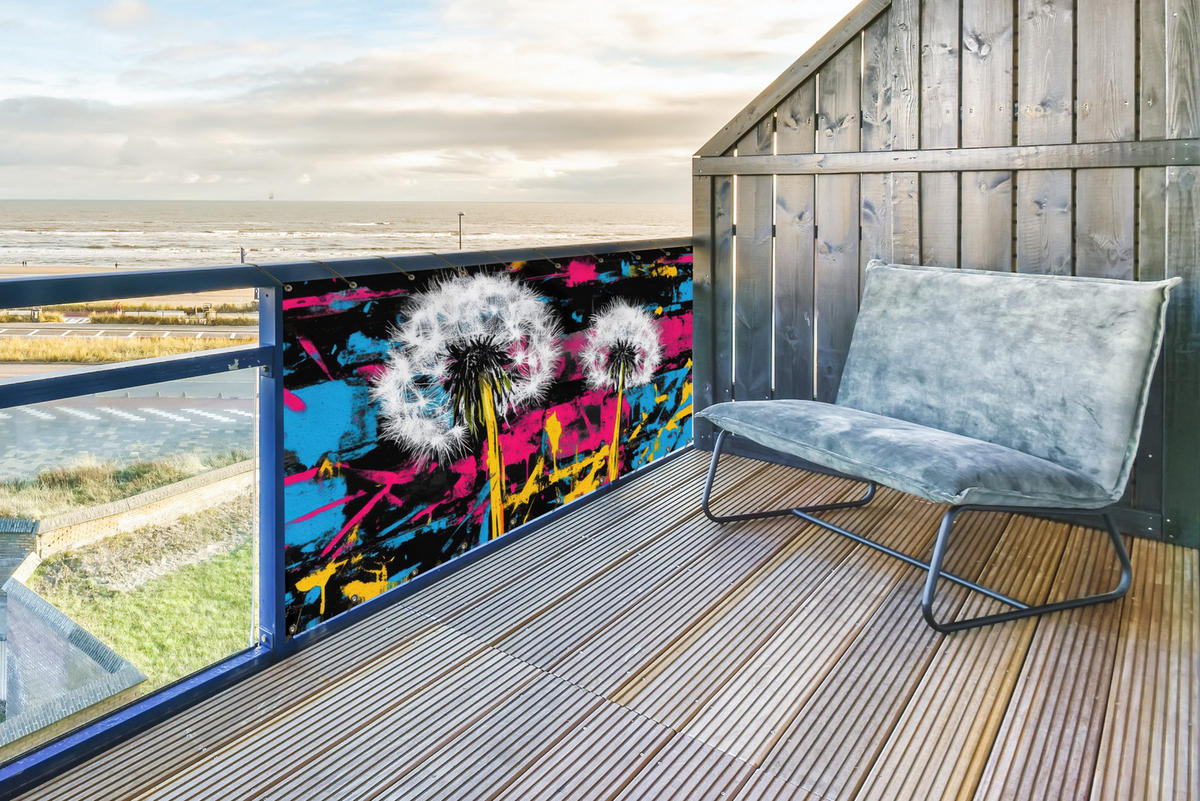 BALKON-SICHTSCHUTZ Straßenkunst - Bunt - Wand - Schwarz, Kunststoff (300/130cm) - MuchoWow