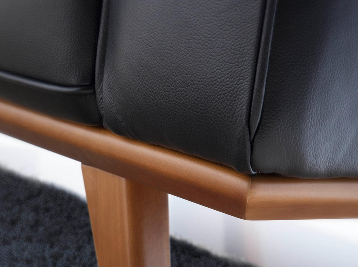 CHESTER-SESSEL aus schwarzem Leder - Schwarz/Braun, Leder/Holz (112/78/95cm) - ANGEL CERDA