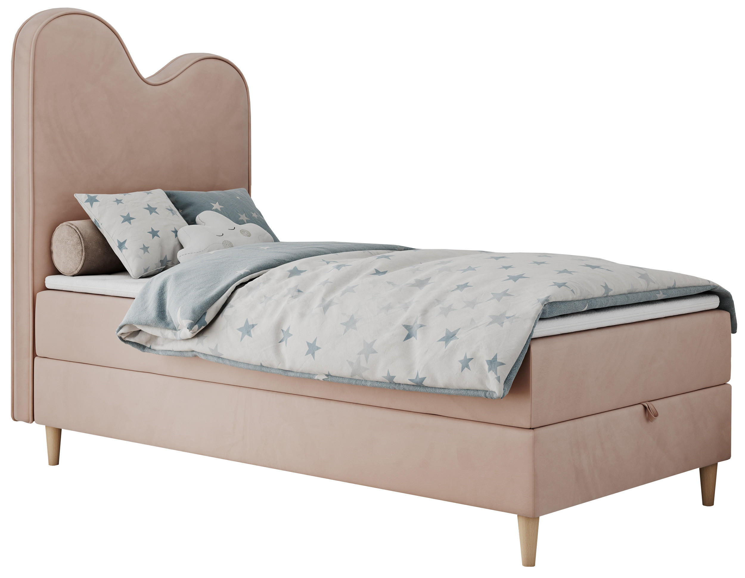 BOXBETT FLOW 90/180 Rosa Velvet - H3 - Rosa, Holz/Textil (90/180cm) - MKS