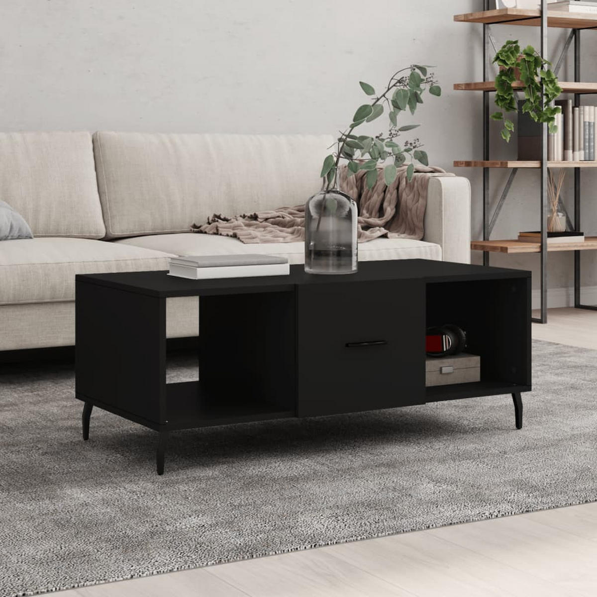 COUCHTISCH Schwarz 102x50x40 cm Holzwerkstoff - Schwarz, Holzwerkstoff (102/50/40cm) - furnicato