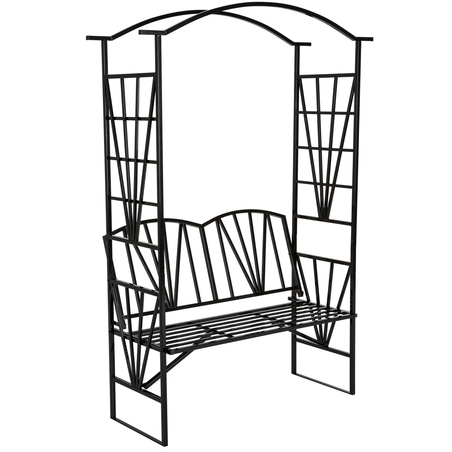 ROSENBOGEN ,114 x 42 x 210 cm,schwarz - Schwarz, Metall (42/210/114cm) - tectake