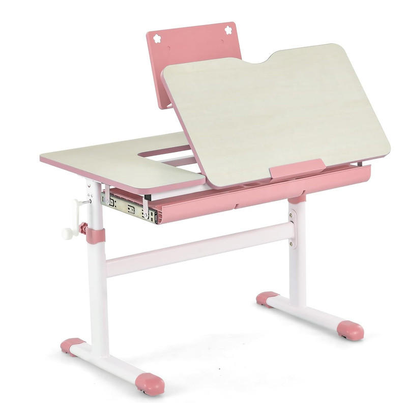 KINDERSCHREIBTISCH höhenverstellbar rosa - Pink, Metall (80/51/51.5cm) - COSTWAY