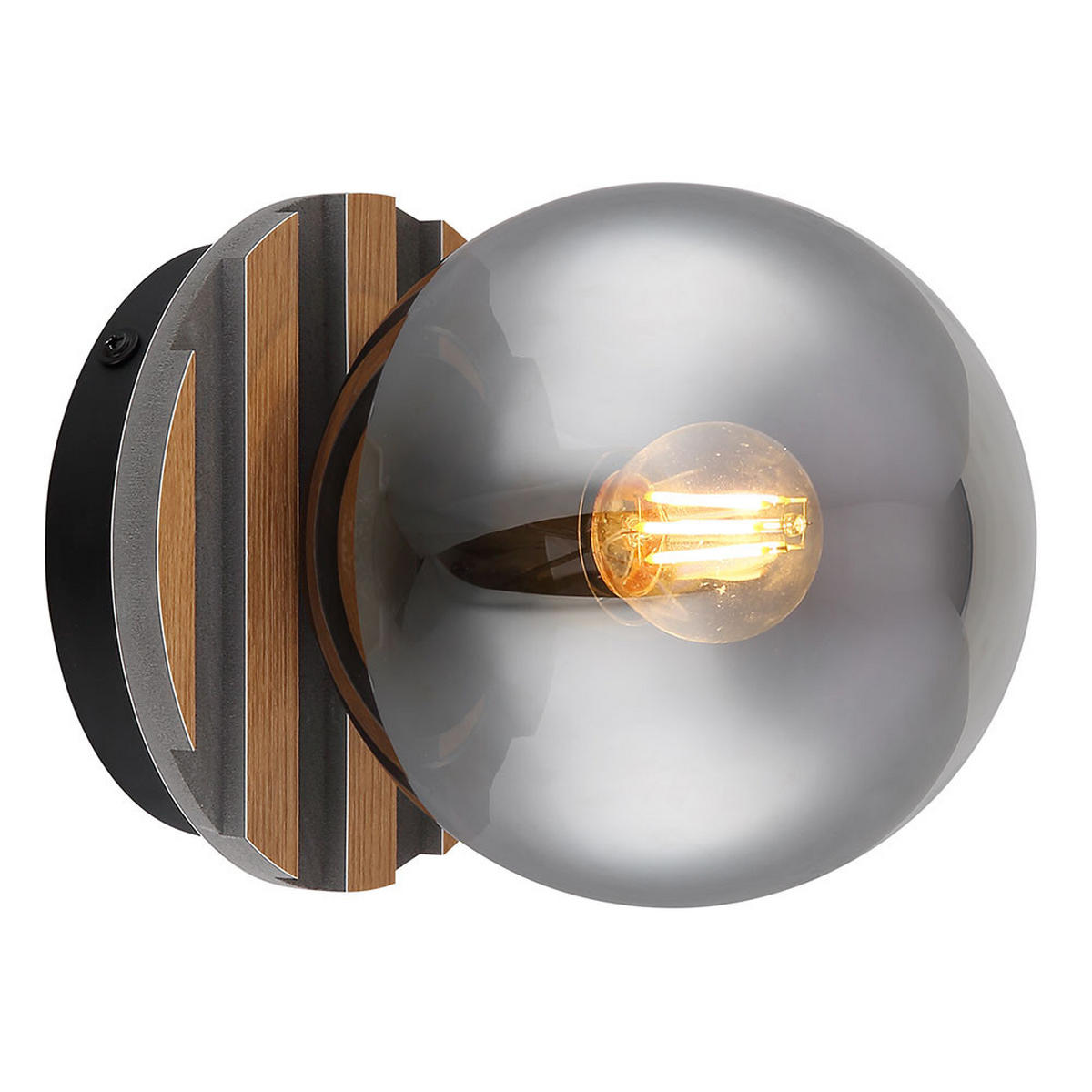 DECKENLEUCHTE PARSONS Metall Glas Schwarz Holzoptik - Schwarz, Glas (15/15/20cm) - Globo Lighting