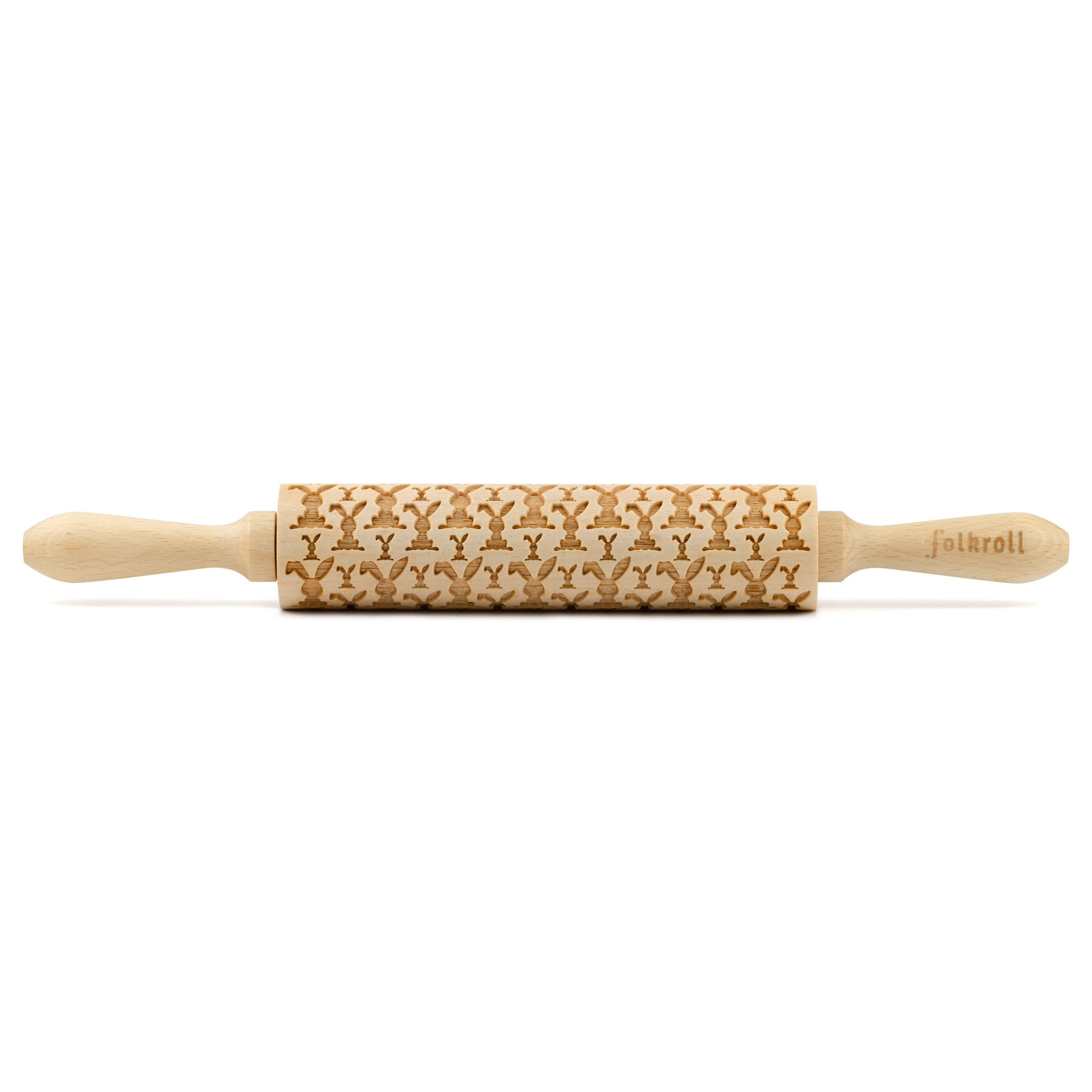 MOTIV-TEIGROLLE Osterhasen, medium, 37 cm, Buchenholz - Braun, Holz (4.5cm) - Folkroll