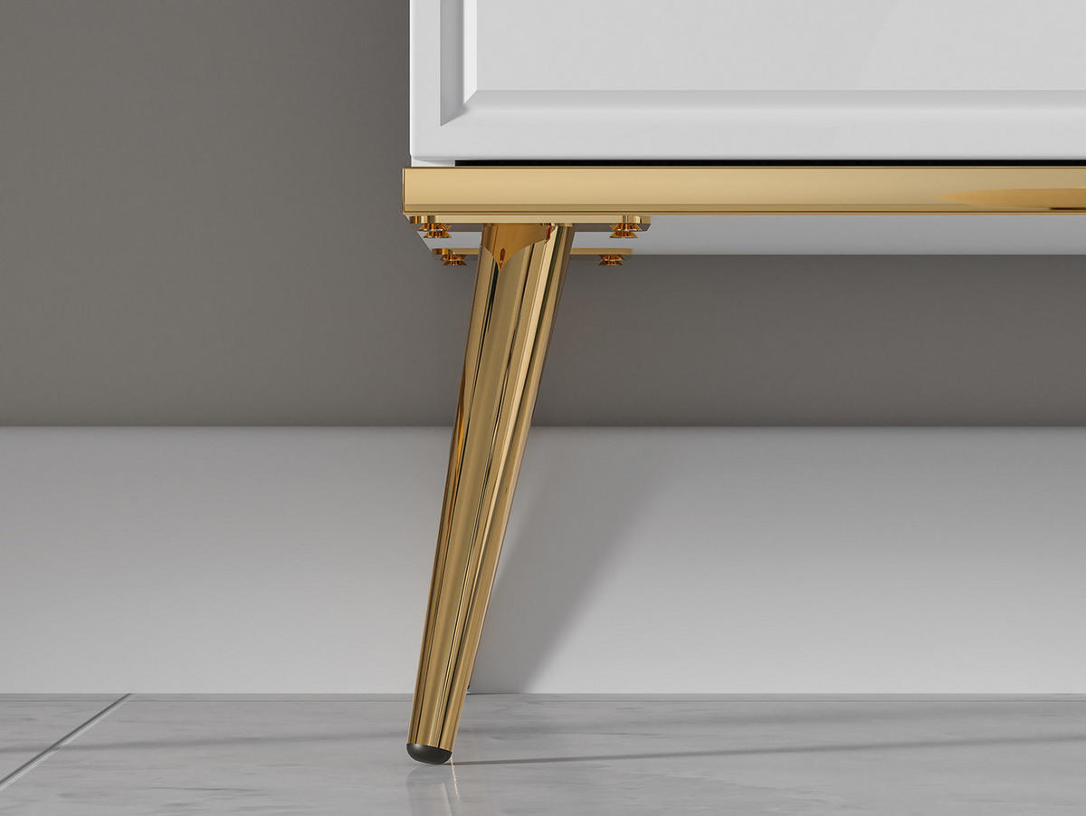 STAURAUMVITRINE Goldin weiß / weiß hochglanz / gold 92 / 40 / 152cm - Weiß Hochglanz/Weiß, Holz/Holzwerkstoff (92/152/40cm) - Feldmann-Wohnen