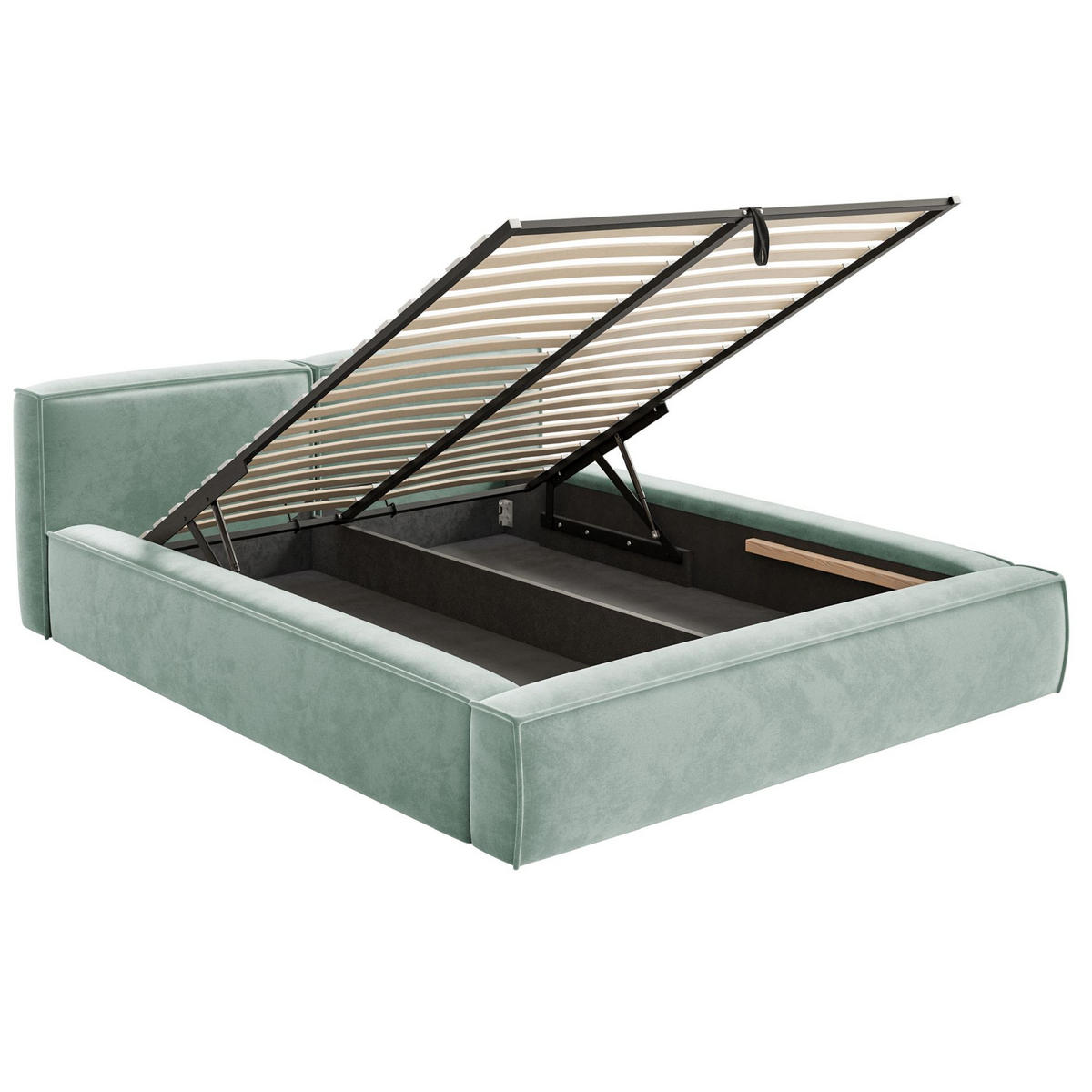 POLSTERBETT Tilves Slim Salbeigrün 160x200 cm - Schwarz/Hellgrün, Kunststoff/Textil (160/200cm) - Selsey