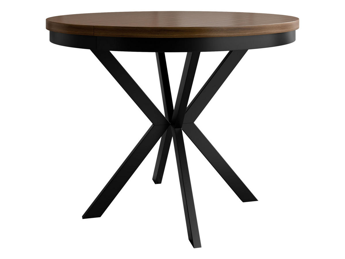 ESSTISCH ausziehbar Edder 100 - Nussbaumfarben/Schwarz, Holzwerkstoff/Metall (100/100/76cm) - MIRJAN24