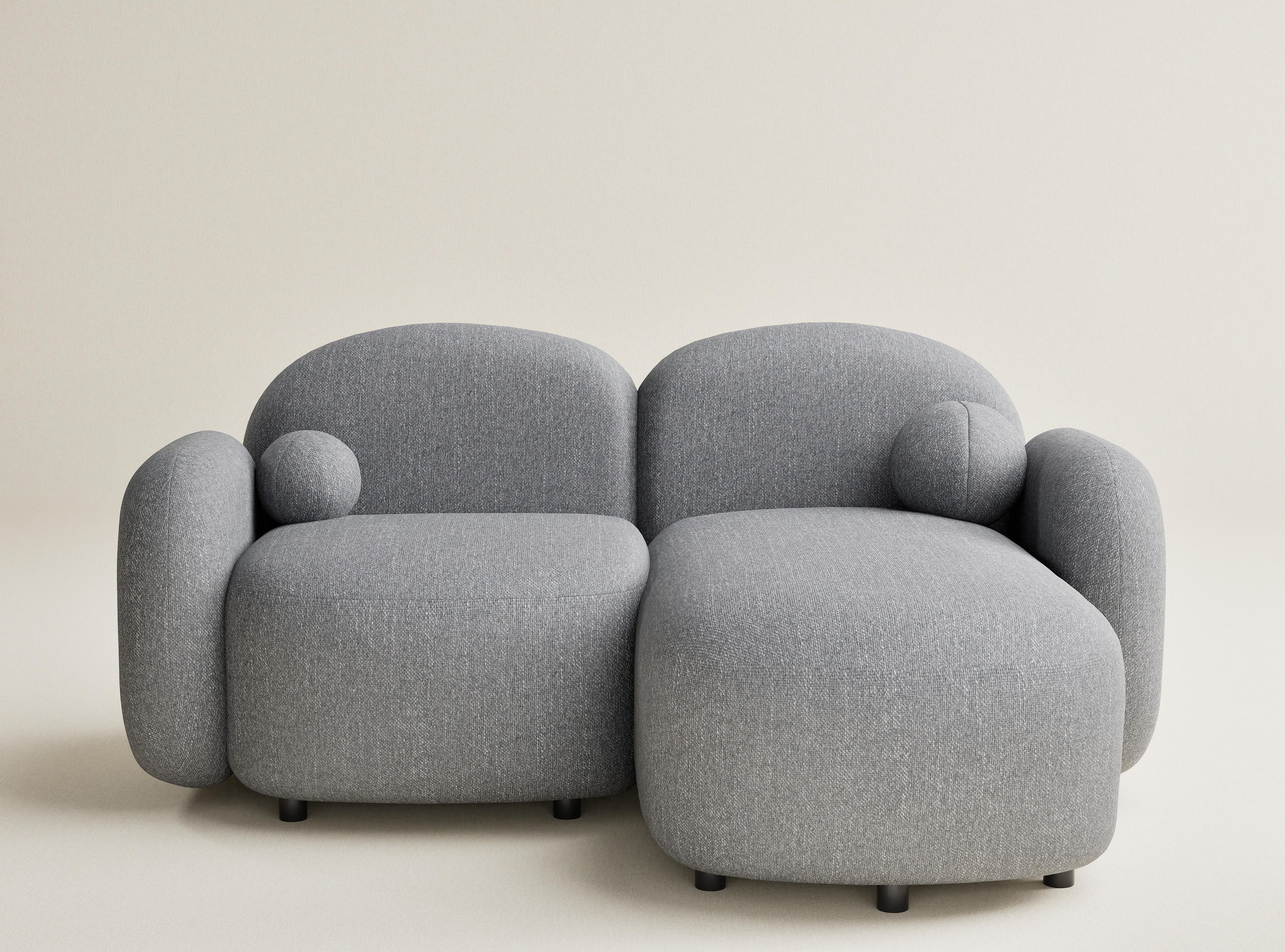 ECKSOFA Bahama Grau Webstoff - Schwarz/Grau, Holz/Holzwerkstoff (190/146cm) - Maison de Reve