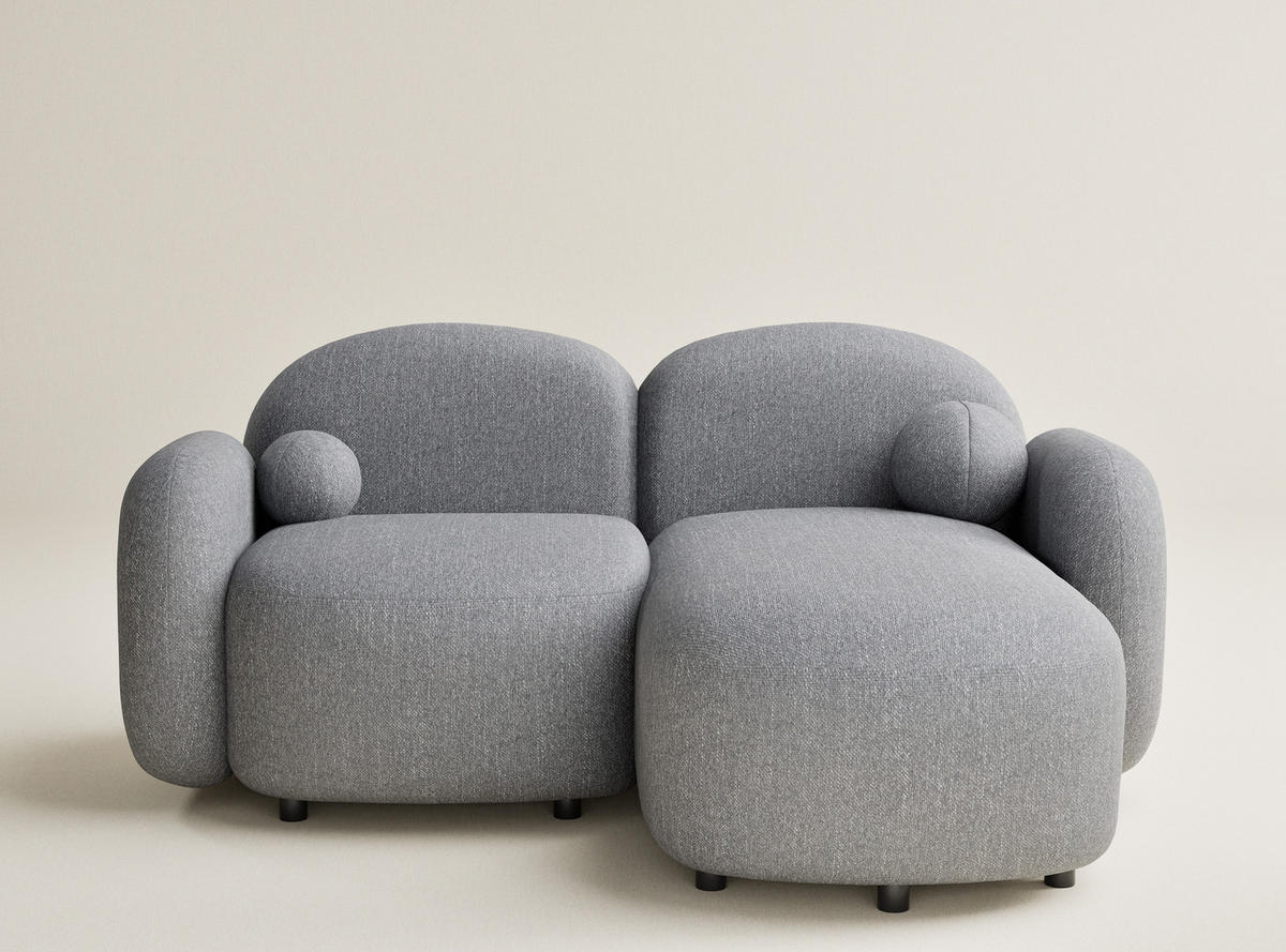 ECKSOFA Bahama Grau Webstoff - Schwarz/Grau, Holz/Holzwerkstoff (190/146cm) - Maison de Reve