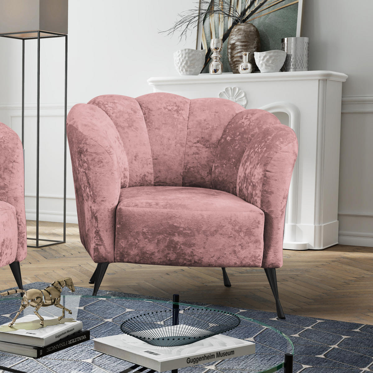 POLSTERSESSEL Adria mit Metallfüßen - Dunkelrosa/Schwarz, Holzwerkstoff/Textil (87/78/83cm) - Ravio