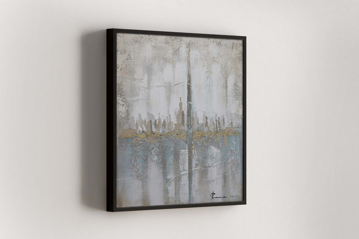 ACRYLBILD HANDGEMALT 80/80 cm - Blau/Grau, Holz/Textil (80/80cm) - KUNSTLOFT