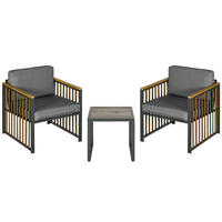 GARTENMÖBEL-SET 3-tlg., Bistro-Set inkl. Couchtisch, 2 Stühle, für Terrasse, Grau - Grau, Kunststoff - Outsunny