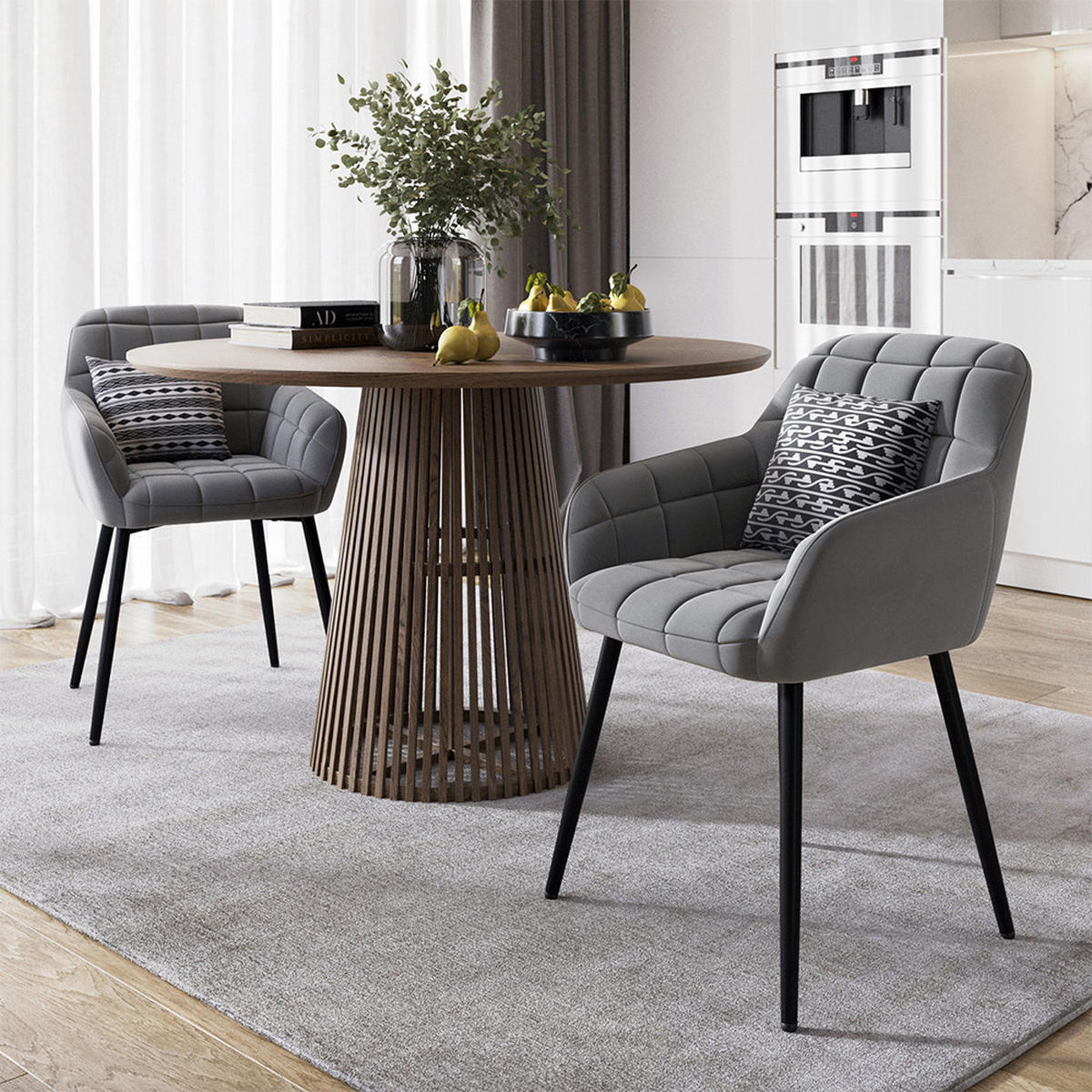 ESSZIMMERSTUHL Relio Grau 53.5 x 55.5 cm 2er-Set - Grau, Textil (53.5/79/55.5cm) - Vicco