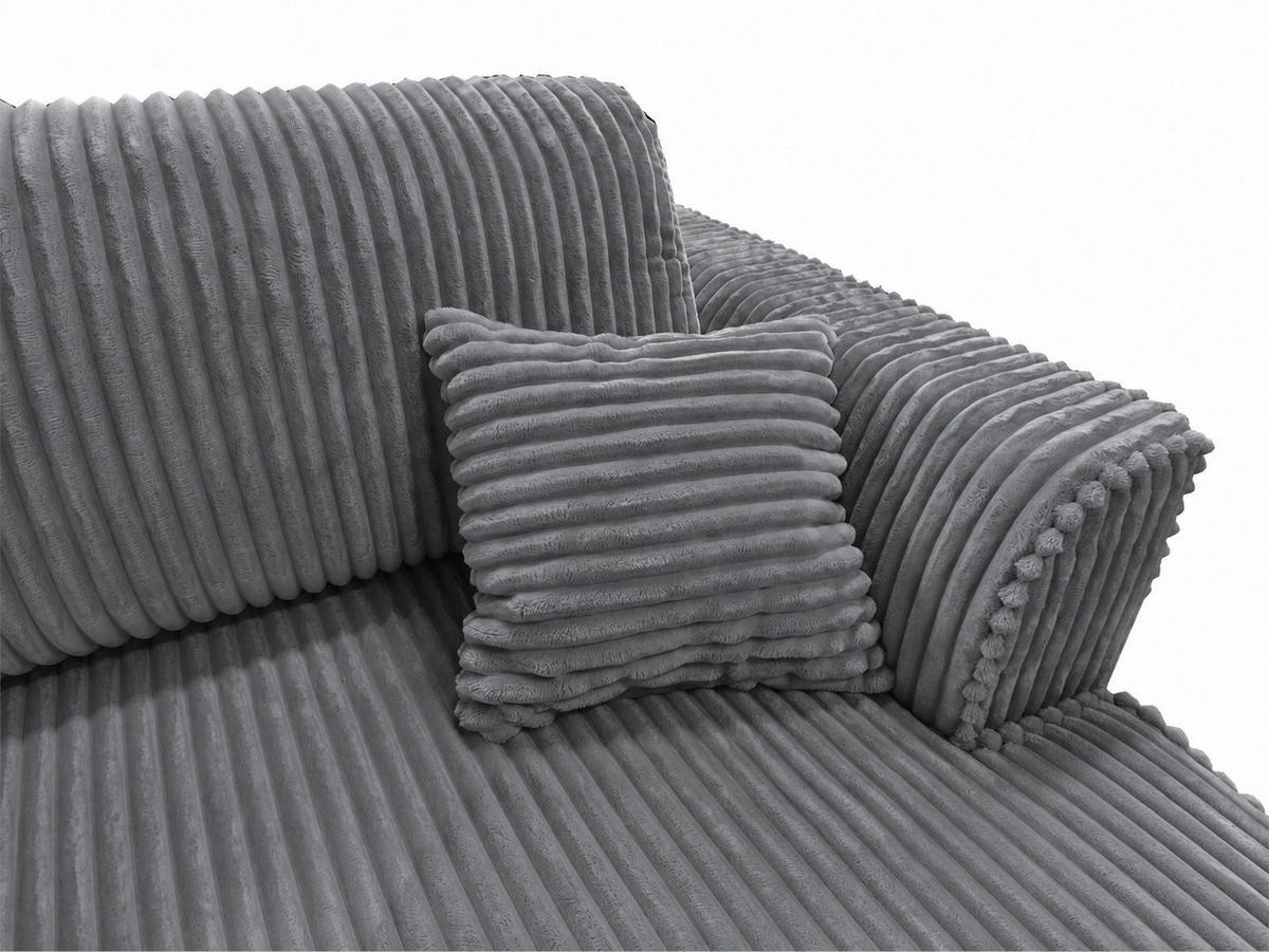 BIGSOFA COZI, Grau mit Cordbezug - Grau, Kunststoff/Textil (240/87/180cm) - KS Home Concept