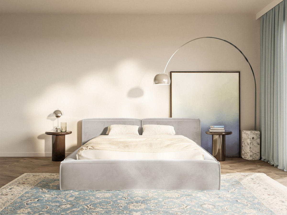 POLSTERBETT Tilves Low Greige 200x200 cm - Taupe/Schwarz, Kunststoff/Textil (200/200cm) - Selsey