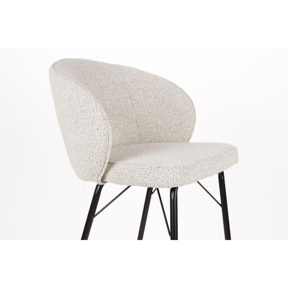 BARHOCKER Joa mit Rückenlehne 75 cm Bouclé Beige - 2 er Set - Beige, Kunststoff (52/100/50cm) - Housecraft Living