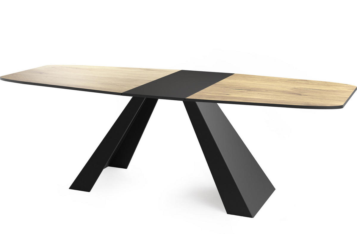 ESSTISCH Monte rechteckig ausziehbar, Lancelot Eiche 180-220/90/76 cm - Eichefarben/Schwarz, Holzwerkstoff/Metall (180/90/76cm) - WFL GROUP