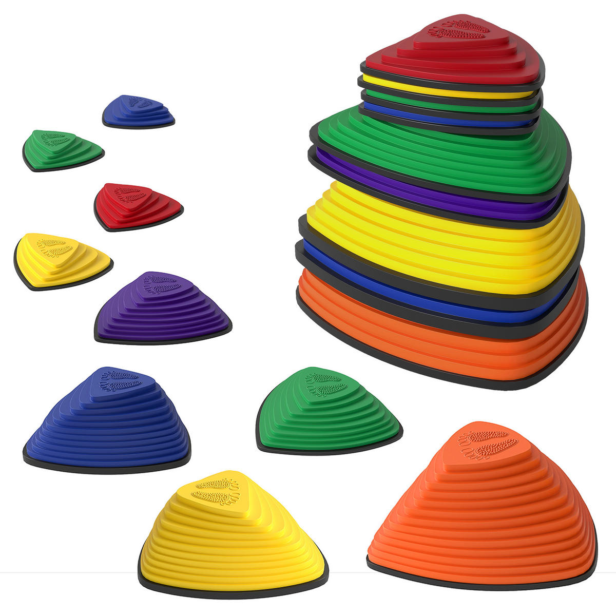 BALANCIERSTEINE 9 Stück Rutschfeste Stapelsteine für Kinder 3-8 Jahren Bunt - Multicolor, Kunststoff (37.5/16/37.5cm) - AIYAPLAY