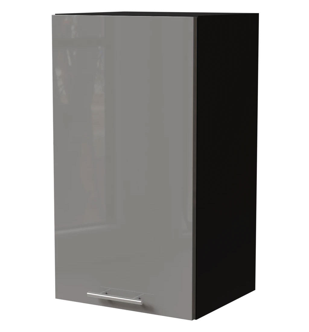 KÜCHENHÄNGESCHRANK Essen W2/40 Grau Hochglanz / Schwarz Matt 40 / 32,5 / 72cm - Schwarz/Grau, Holz/Holzwerkstoff (40/72/32.5cm) - Feldmann-Wohnen