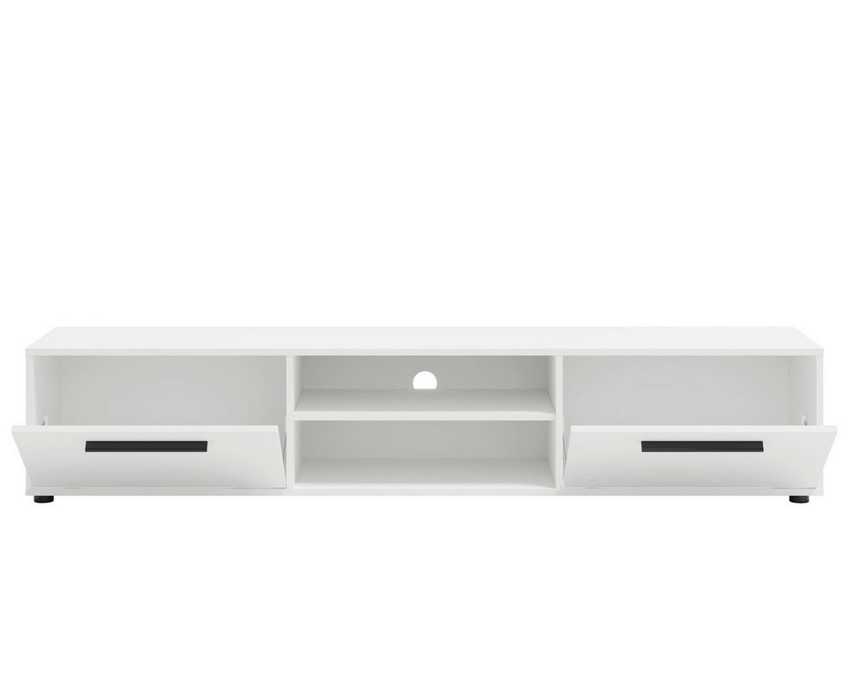 RTV-SCHRANK Maxivo 190 Weiß, breiter zweitüriger TV-Tisch - Schwarz/Weiß, Holzwerkstoff (190/38/40cm) - Bettso