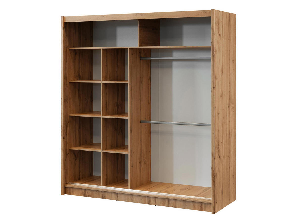 SCHIEBETÜRENSCHRANK London 203 - Eiche Wotan/Weiß, Holzwerkstoff (203/215/60cm) - MIRJAN24