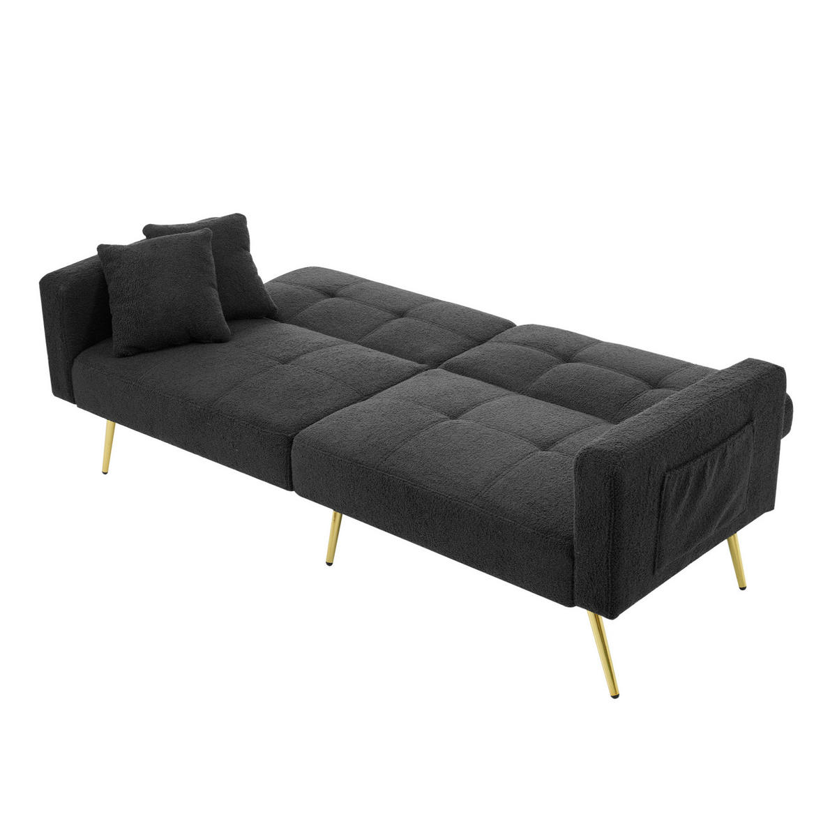 SCHLAFSOFA aus Lammwollstoff 175x64x72 cm Antikgrau mit verstellbarer Rückenlehne und Bettfunktion - Dunkelgrau, Kunststoff (64/72/175cm) - Modfu