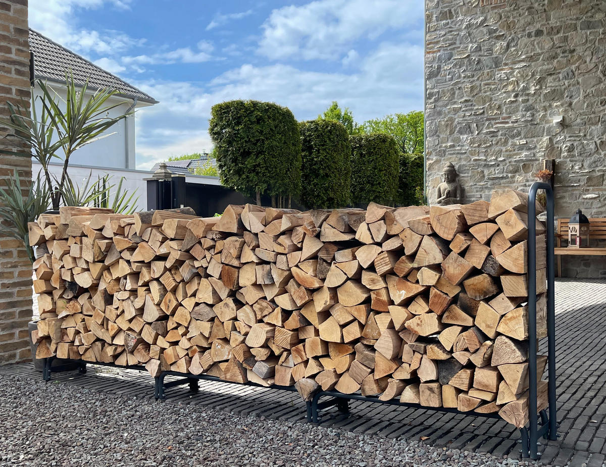 KAMINHOLZREGAL Außen 272x25x95 cm Metall Anthrazit 1 m³ / 1,5 SRM - Anthrazit, Metall (272/95/25cm) - QUICK STAR