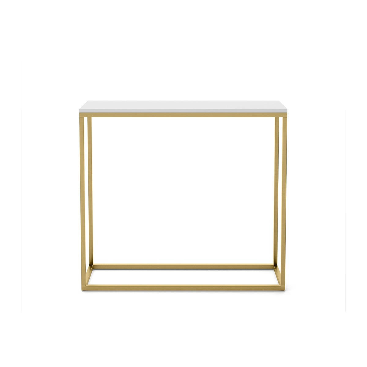 KONSOLENTISCH Well 80 Weiß, Goldene Beine - Goldfarben/Weiß, Holzwerkstoff/Metall (25/80/80cm) - Bettso
